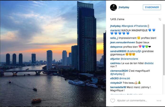 À peine arrivé à Bangkok, Johnny Hallyday partage la bonne nouvelle avec Instagram