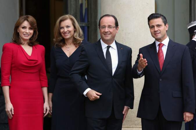 François Hollande avec Valérie Trierweiler, le président mexicain Enrique Pena Nieto et son épouse