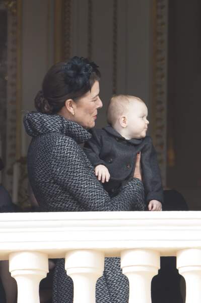Caroline de Monaco, avec son neveu le prince Jacques lors de la fête nationale monégasque en 2015