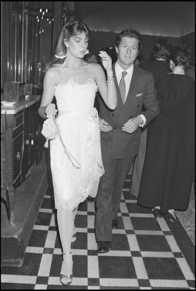 La princesse Caroline de Monaco et Philippe Junot lors d'une soirée à Paris en 1980
