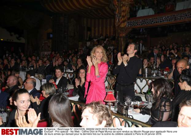 Céline Dion et Pepe Munoz se sont rendus au Moulin Rouge pour applaudir leur amie Nora, danseuse du célèbre cabaret