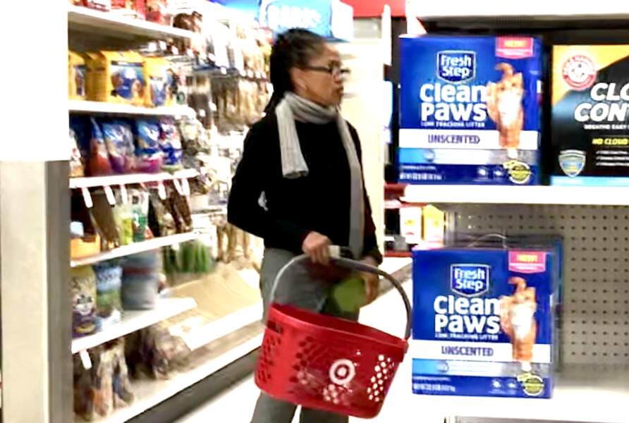 Doria Ragland, surprise dans les allées de Target, magasin discount, à Los Angeles, le 12 janvier 2019