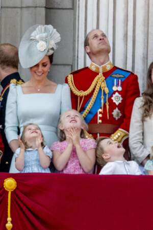 La princesse Charlotte, Savannah Phillips et le prince George durant la parade Trooping the colour le 9 juin 2018