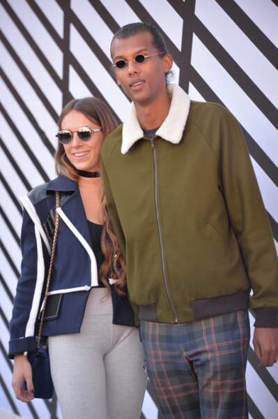 Le chanteur Stromae et sa femme Coralie Barbier au défilé de mode Louis Vuitton en 2016