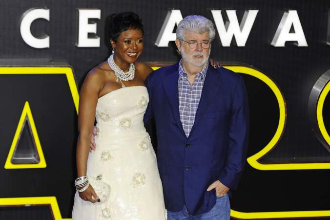 Mellody Hobson et son mari George Lucas à la première de "Star Wars: Le réveil de la Force" à Londres en 2015