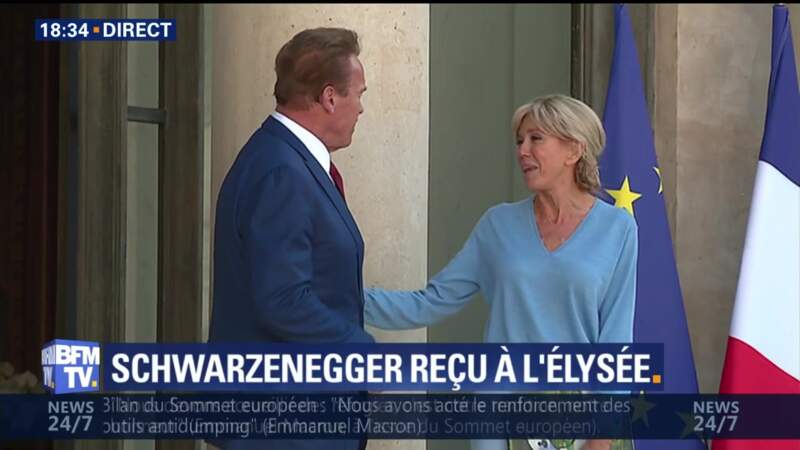Brigitte Macron et Arnold Schwarzenegger à l'Elysée