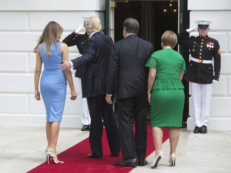 Le président des Etats-Unis Donald Trump et sa femme Melania reçoivent le président du Panama 
