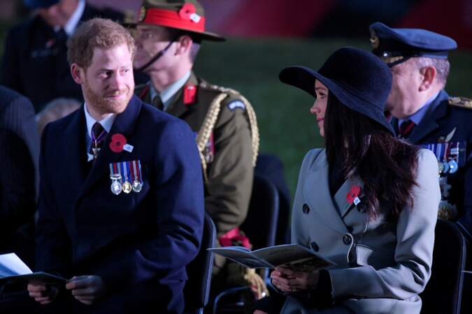 Harry et Meghan lors de la cérémonie de commémoration de l'ANZAC Day à Londres, le 25 avril 2018
