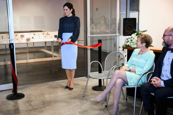 La princesse Mary du Danemark a accessoirisé sa jupe pastel avec un chemisier à pois