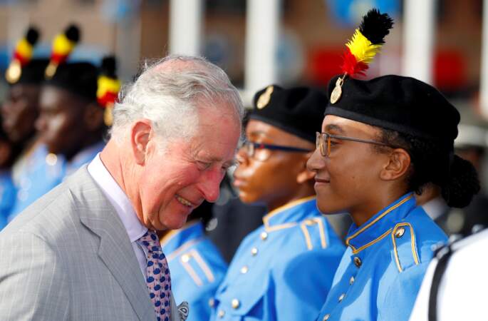 Le prince Charles assiste à une cérémonie de bienvenue à Sainte-Lucie ce dimanche 17 mars 2019.