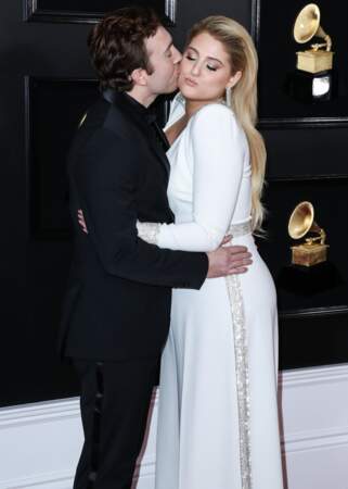 La chanteuse Meghan Trainor et son mari Daryl Sabara, au photocall des Grammy Awards, le 10 février 2019
