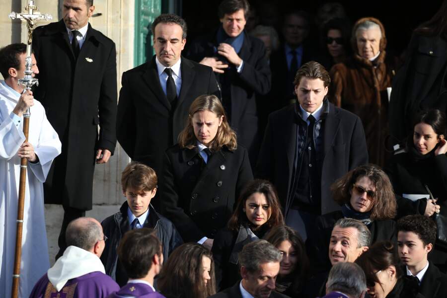 Olivier Sarkozy, Pierre et Jean Sarkozy, les fils de Nicolas Sarkozy aux obsèques de sa mère, à Neuilly-sur-Seine