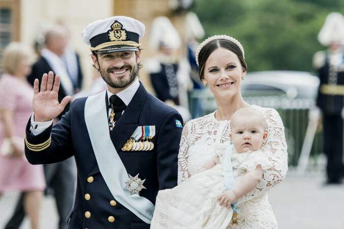 Carl Philip et Sofia de Suède au baptême de leur fils Alexander, le 9 septembre 2016 à Stockholm