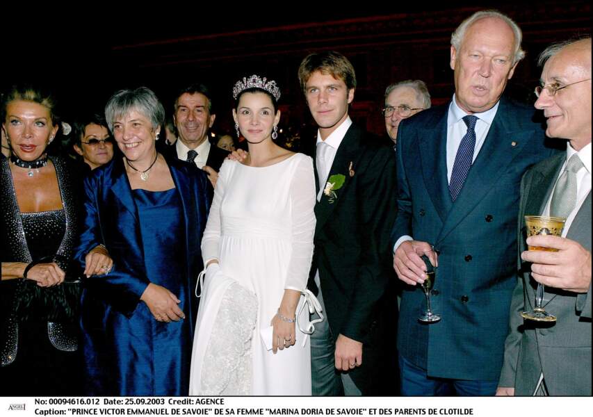 Clotilde Coureau et Emmanuel Philibert de Savoie lors de leur soirée de mariage à Rome le 25 septembre 2003