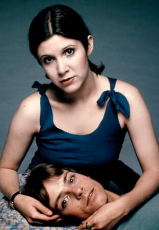 Carrie Fisher et Mark Hamill sur le tournage de Star Wars