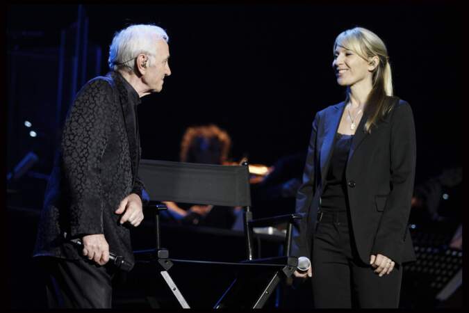 Charles Aznavour avec sa fille Katia, à l'Olympia, en 2011.