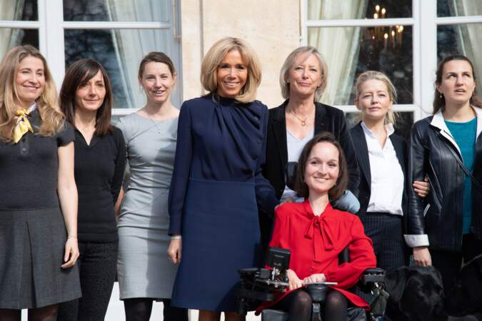 Brigitte Macron a porté cette robe Louis Vuitton pour la première fois le 8 mars 2019