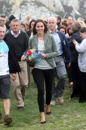 Kate Middleton à son arrivée au marathon "The Ring O' Fire" sur l'île d'Anglesey, le 30 août 2013