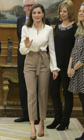 La reine Letizia d'Espagne, le 9 mars 2018