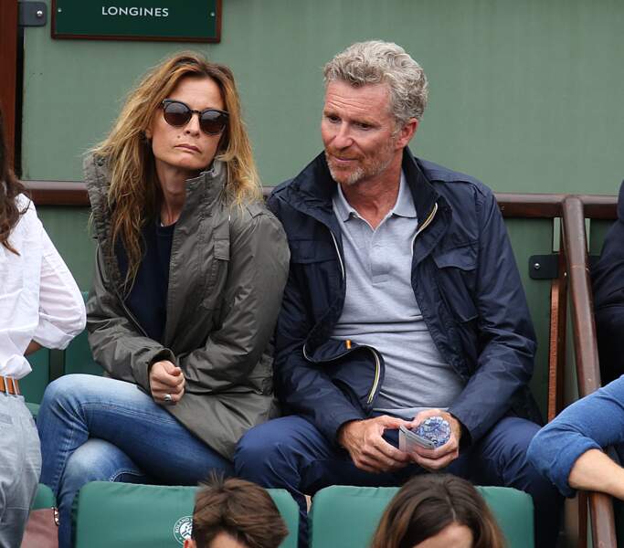 Denis Brogniart et sa femme Hortense dans les tribunes des internationaux de tennis de Roland Garros le 29 mai 2018