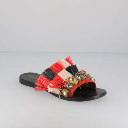Ethnique, sandales à franges Ilario Ferucci, 85 € (chaussurecassis.com)