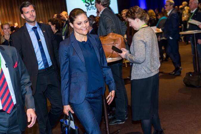 La princesse Victoria de Suède lors d'une conférence sur la mer Baltique à Stockholm, le 6 mars 2017