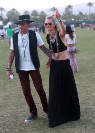 Johnny et Laeticia Hallyday assistent au festival Coachella, le 18 avril 2015