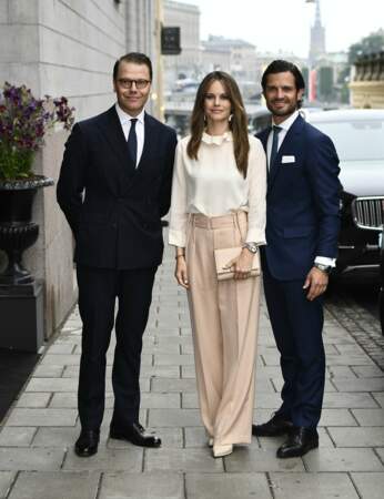 La princesse Sofia, accompagnée de Daniel et Carl Philip de Suède, le 13 juin 2019 à Stockholm