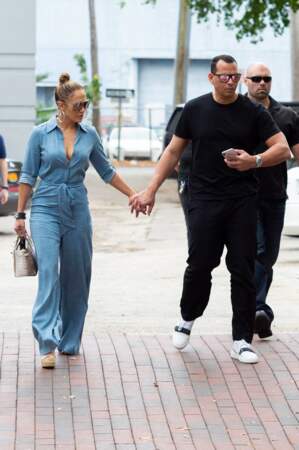Jennifer Lopez et Alex Rodriguez, à Miami, le 20 avril 2019.