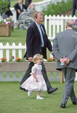 La princesse Beatrice, en larmes lors d'un match de polo à Windsor, le 16 juillet 1991