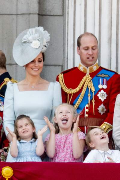 La princesse Charlotte, Savannah Phillips et le prince George durant la parade Trooping the colour le 9 juin 2018