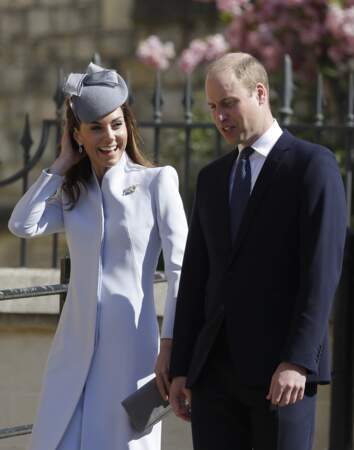 Kate Middleton, radieuse, auprès de William lors de la messe de Pâques à Windsor, le 21 avril 2019