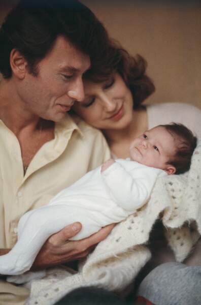 Nathalie Baye et Johnny Hallyday, à la naissance de leur fille Laura en novembre 1983