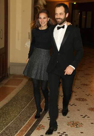 Natalie Portman et Benjamin Millepied dans les couloirs de l'Opéra Garnier