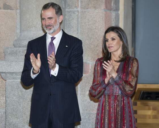 La reine Letizia d'Espagne et le roi Felipe VI se sont rendus au musée du Prado à Madrid le 19 mars 