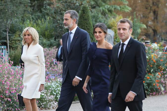 Brigitte Macron, le président Emmanuel Macron, le roi Felipe VI d'Espagne, la reine Letizia