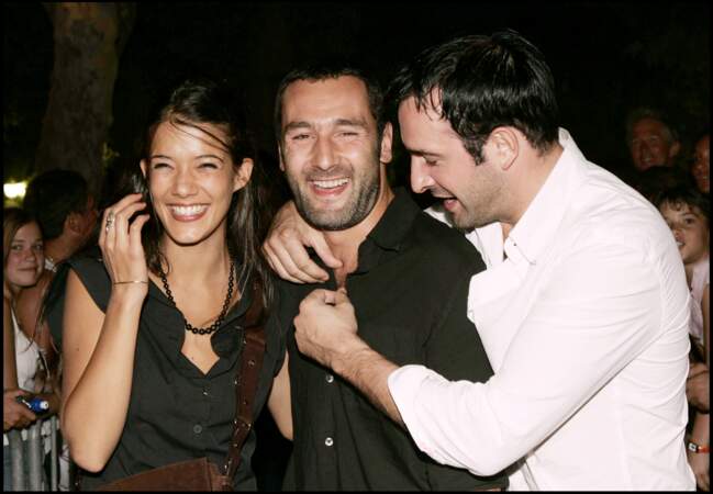 Melanie Doutey, Gilles Lellouche et Jean Dujardin, à la première de "Il ne faut juger de rien" à St Tropez en 2005