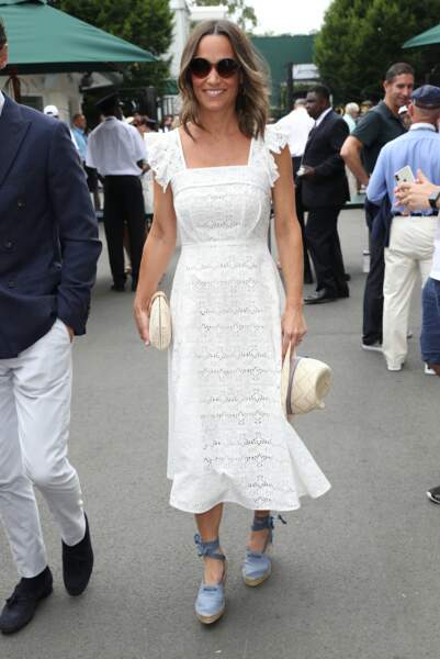 Pippa Middleton (enceinte) au tournoi de Wimbledon le 5 juillet 2018