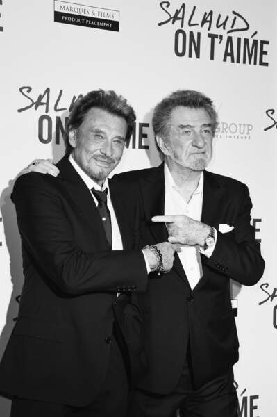 Johnny Hallyday et Eddy Mitchell à l'avant-première du film "Salaud On T'Aime" en 2014