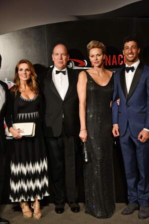 Geri Halliwell, le prince Albert II de Monaco, la princesse Charlene, Daniel Ricciardo, le vainqueur du Grand Prix