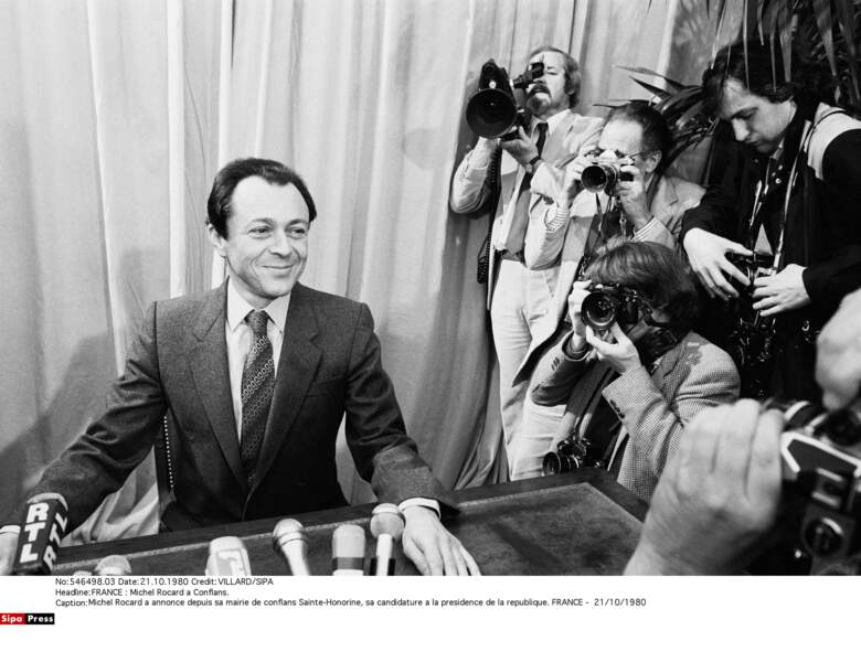 1980, depuis sa mairie de Conflans-Sainte-Honorine, Michel Rocard annonce sa candidature à la présidentielle