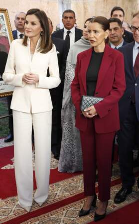 La reine Letizia d'Espagne visite l'école de la deuxième chance  à Salé au Maroc le 14 février 2019