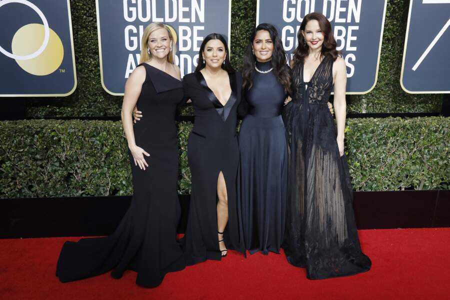 Reese Witherspoon, Eva Longoria, enceinte, Salma Hayek, Ashley Judd toutes en noir 