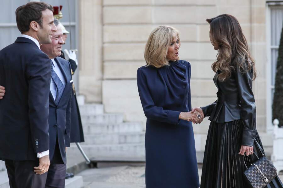 Rania et Abdallah II de Jordanie, Emmanuel et Brigitte Macron chic à l'Elysée