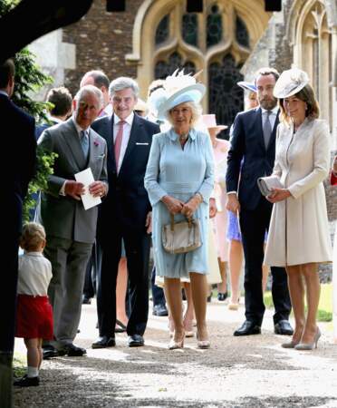 Carole Middleton lors du baptême de la princesse Charlotte de Cambridge à Sandringham, le 5 juillet 2015