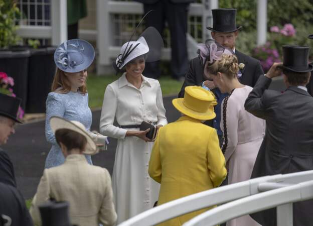 Beatrice d'York, Meghan Markle,le prince Harry et Sophie de Wessex à Ascot, le 19 juin 2018
