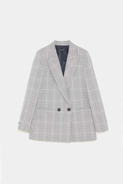 Epurée, veste de blazer tartan, 50 € (Zara).