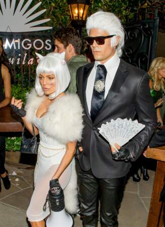Fergie et son mari Josh Duhamel, en costume Karl Lagerfeld et Chanel