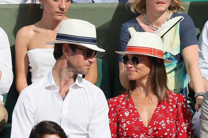 Pippa Middleton (enceinte) et son mari James Matthews à Roland-Garros le 27 mai 2018