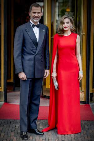 Felipe et Letizia d'Espagne à la soirée du 50e anniversaire du roi W. Alexander des Pays Bas, le 29 avril 2017